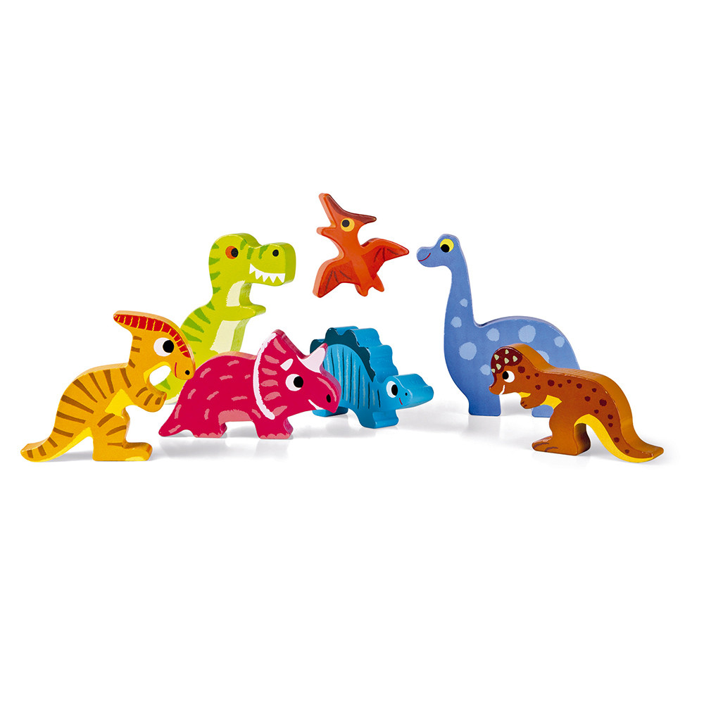 Chunky Puzzle Dinosaures 7 pièces Puzzles en bois premier âge Janod