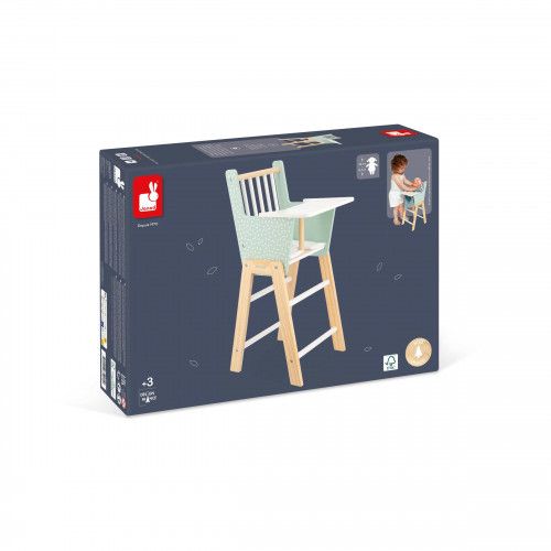 Chaise haute poupon - Accessoire mobilier pour poupée en bois Janod