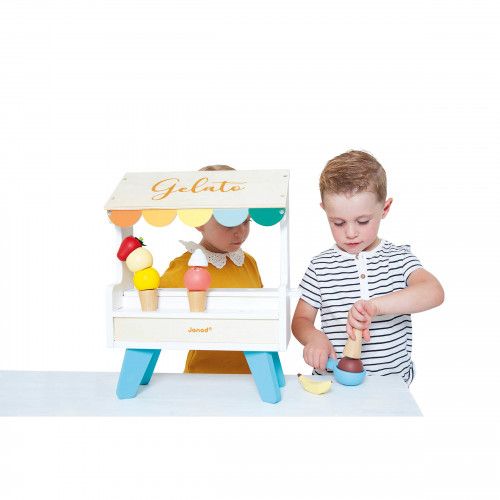 Stand glaces bois - Jouet imitation marchande, enfant 3 ans Janod