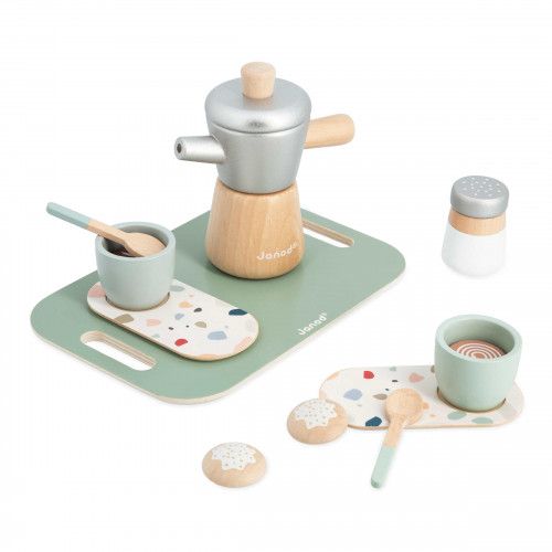 Set dinette café jouet - Accessoires cuisine bois, enfant dès 2 ans - Janod