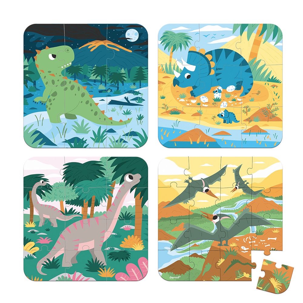Evolutionary Dinosaur Puzzles - 4 puzzles : 20 to 49 piece puzzles ...