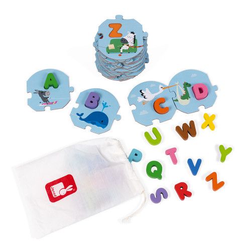 Puzzle alphabet bois - Puzzle lettres Janod pour enfant dès 2 ans