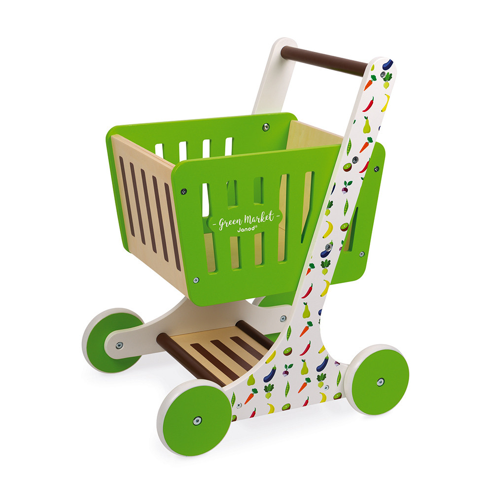 childs wooden shopping trolley