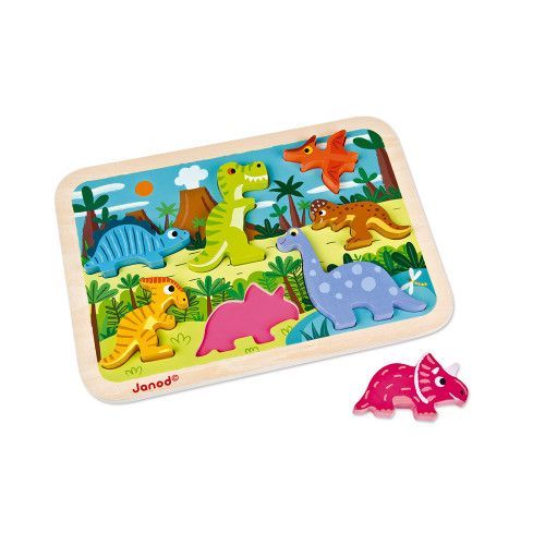 Puzze Dinosaurios piezas (madera) : Puzzles de madera Primera infancia Janod - J07054 - Puzzles de madera Primera infancia -