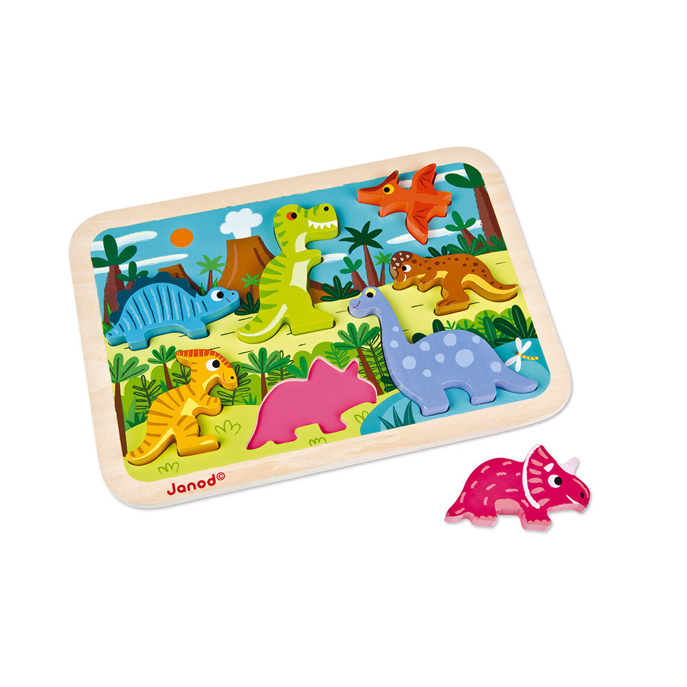 Puzzle di dinosauri in legno per bambini dai 3 ai 5 anni, 4 confezioni da  24 pezzi Puzzle puzzle educativi prescolari Giocattoli