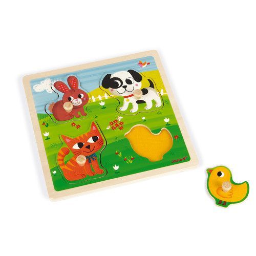 Titus Dog Puzzle 9 pieces (wood) : Toddler wooden puzzles Janod - J07066