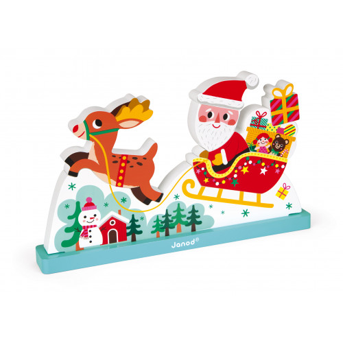 Immagini Slitta Babbo Natale.Puzzle Verticale Magnetico La Slitta Di Babbo Natale 9 Pezzi Legno