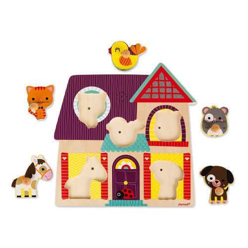 Puzzle d'animaux en bois, jouet éducatif Set d'animaux dans une boîte en  bois - PEARL