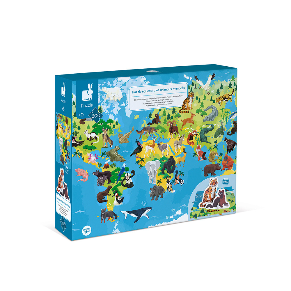 Puzzle géant Carte du monde 300 pièces - Janod - De 6 à 10 ans