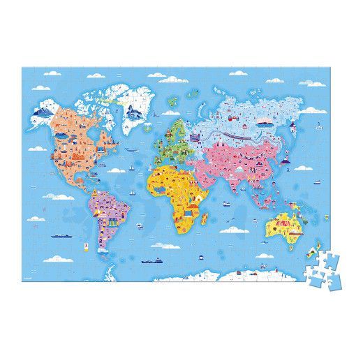 Janod 300 Piece Giant World Map Puzzle – Ages 7+ - J02656