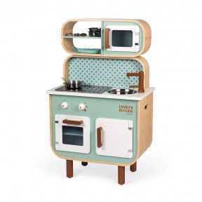  Janod Retro Plume Mint 30” Wooden Kitchen with 5 Accessories  and Sound Effects - Ages 3+ - J06608 : Toys & Games