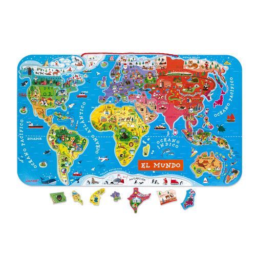 Carte du Monde enfant en Bois (70 x 43 CM) – Puzzle 92 pièces