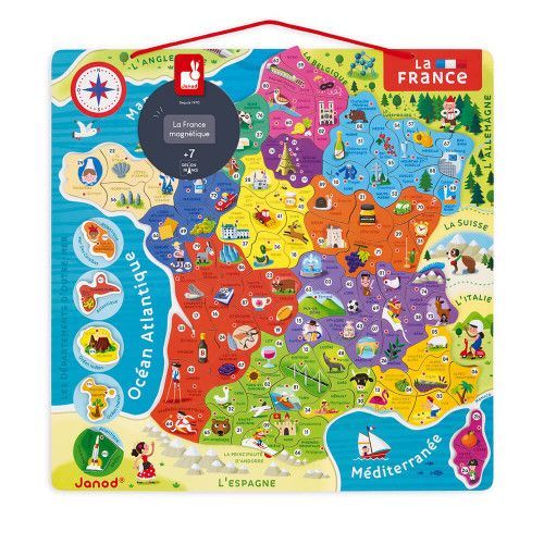 Puzzle Carte de France magnétique - 93 pièces - Janod, Puzzles de +40  pièces sur Planet-eveil