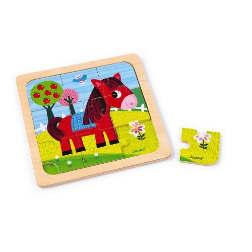 Puzzle Janod bois bébé - Set 3 puzzles animaux Jardin, enfant 18 mois -  Janod