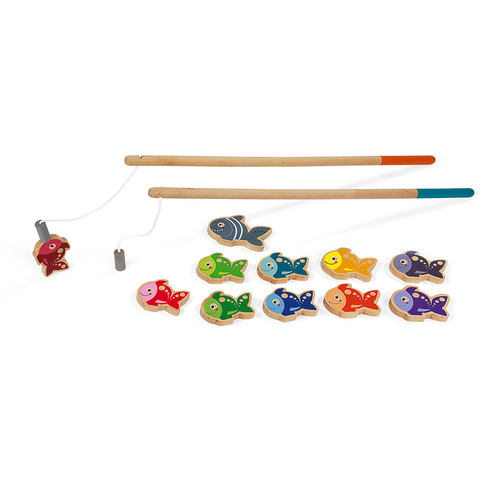 Wooden Kids Magnetic Fishing Game 15 Fishes + 1 Fishing Rods Kids  Educational Toy (Blue Box) 