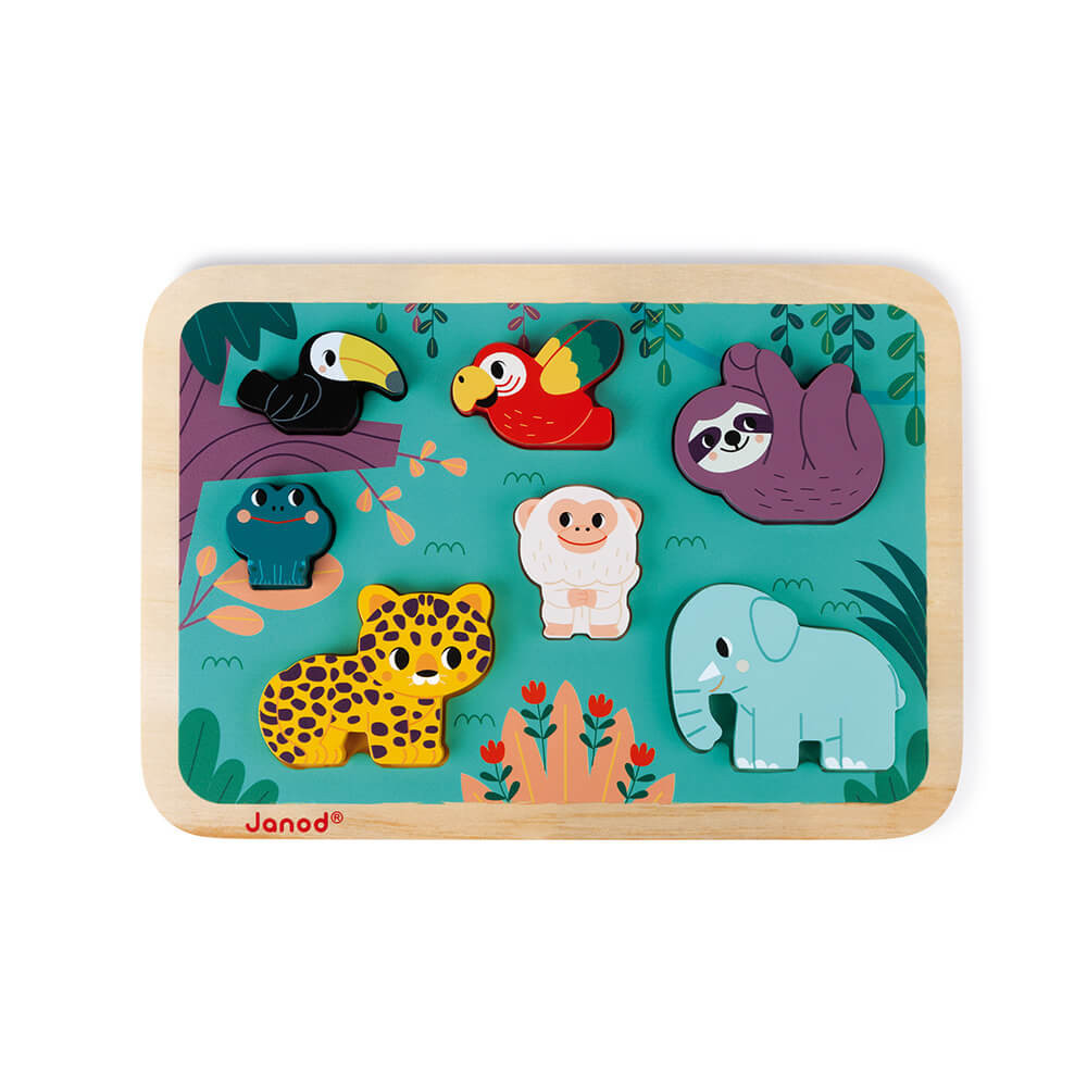 Puzzle en bois 14p animaux jungle enfant bébé - Conforama