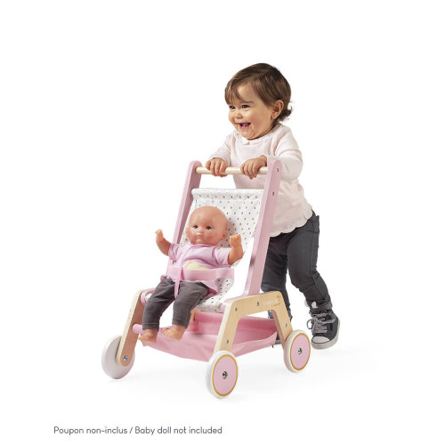 Poussette Poupon En Bois Poussette Poupee Rose Pour Enfant Janod