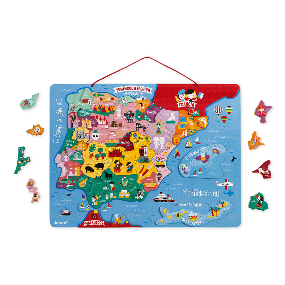 Mappa Penisola Iberica Magnetica 50 pezzi (legno) : Puzzle magnetici Janod  - J05478 - Puzzle magnetici - Janod