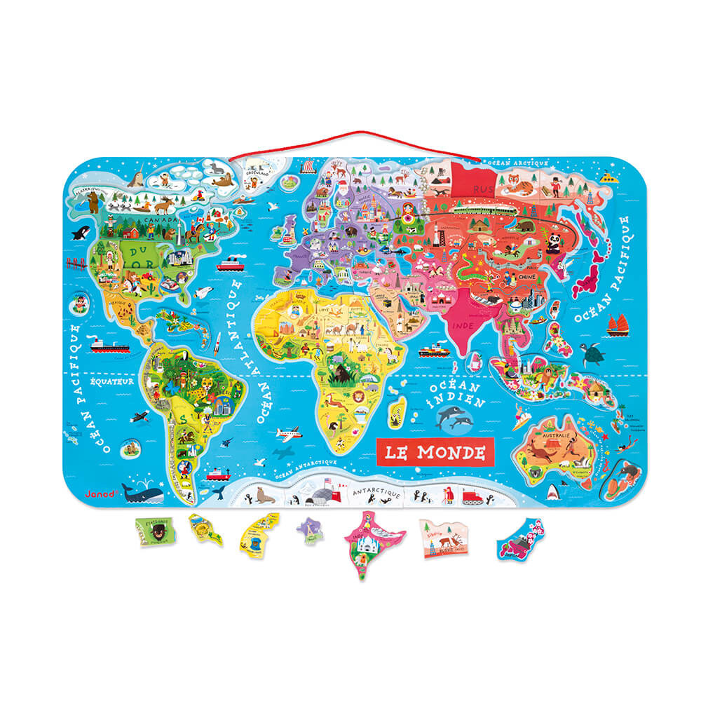 Puzzle Carte Du Monde Magnetique Planisphere Aimante Enfant Janod