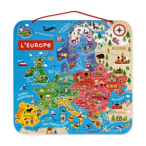 Puzzle magnétique - Puzzle Europe, carte éducative magnétique Janod
