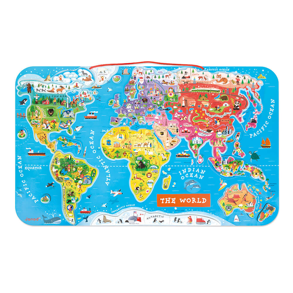 Magnetic World Map Puzzle English Version 92 pieces (wood) : Magnetic ...