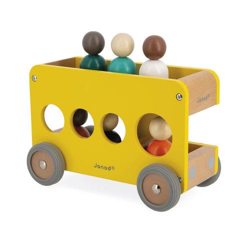 Bus scolaire jouet - Jouet enfant 2 ans, véhicule bois Bolid JANOD
