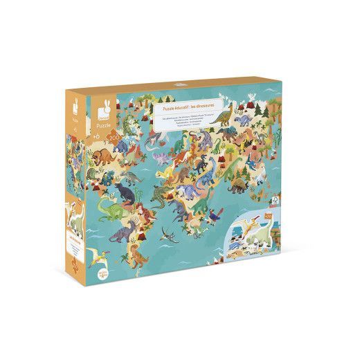 Puzzle géant - Puzzle dinosaure 200 pièces en carton - Janod