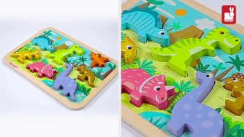 Janod – Chunky Puzzle « Dinosaures » – Puzzle en bois