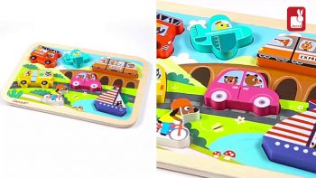 Janod – Chunky Puzzle « Vehicules » – Puzzle en bois