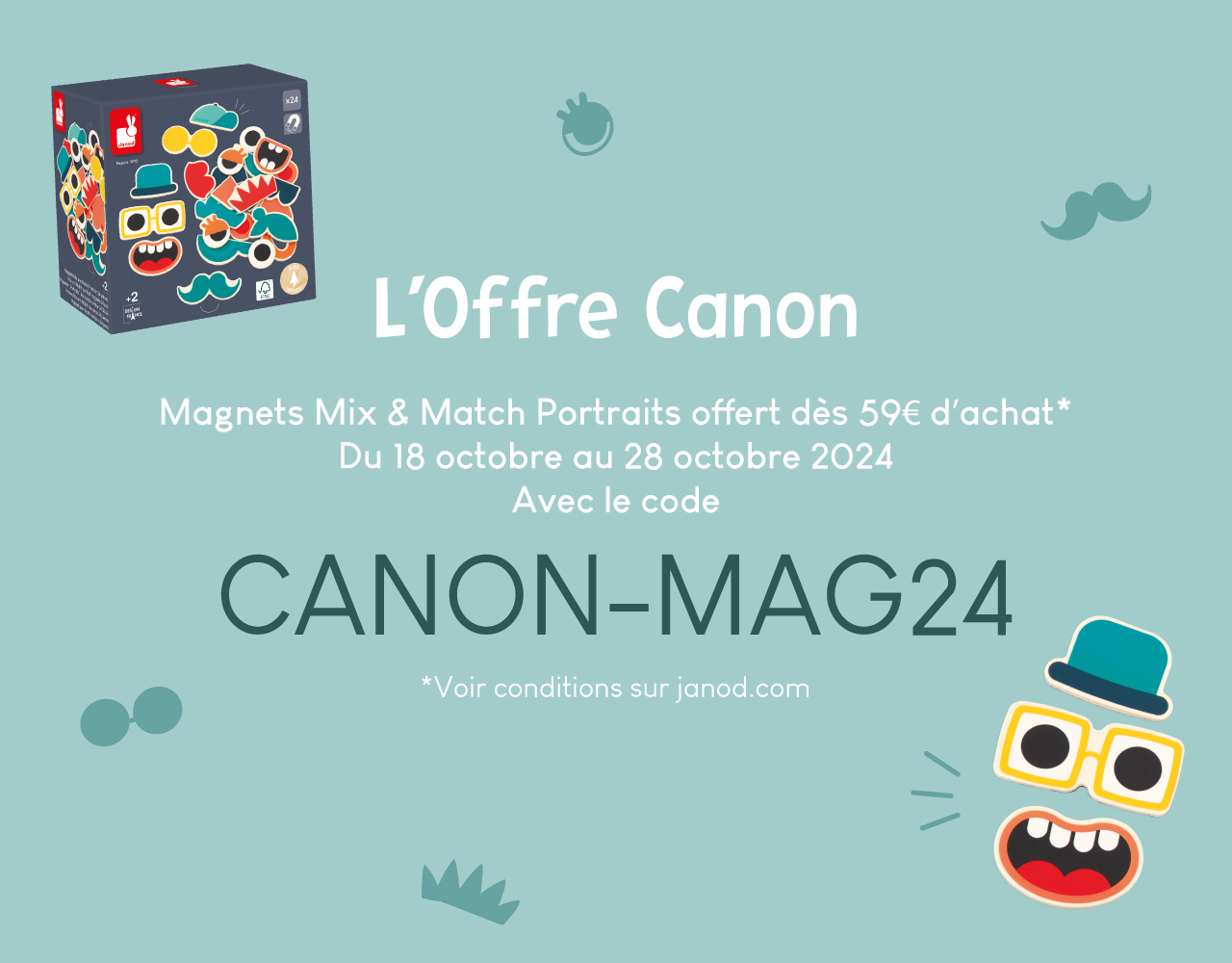 Code promo JANOD : set de magnets en bois offert