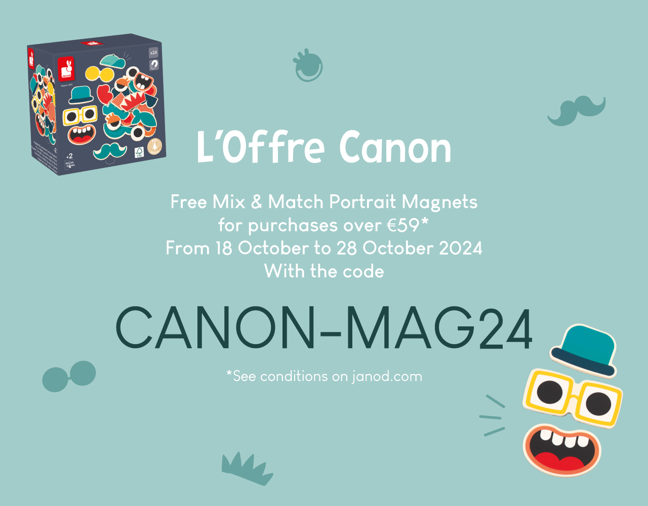 Code promo JANOD : set de magnets en bois offert