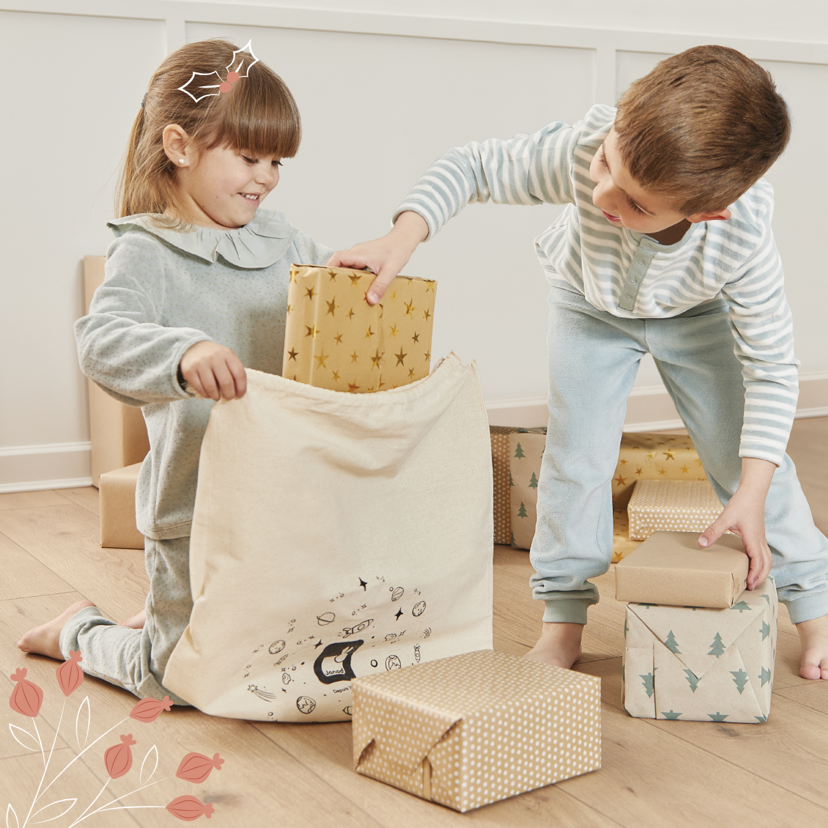 Großer Geschenkbeutel aus Baumwolle JANOD